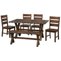 Simple Living Mandeville 6-Piece Solid Wood Dining Set Featuring Bench