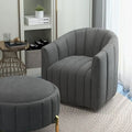 Swivel Accent Chair with Ottoman Set and Upholstered Cushion