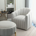 Swivel Accent Chair with Ottoman Set and Upholstered Cushion