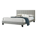 Eve California King Bed with Deep Channel Tufting in Light Gray Upholstery