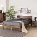 Salvatore Mid-Century Modern Walnut Brown Wood Platform Bed