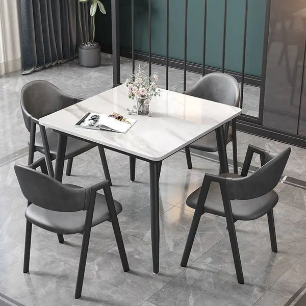 Contemporary Slate Kitchen Dining Table with Sintered Stone Surface and Metal Legs (Table Only) - 31.5 x 31.5 x 30 inches