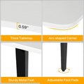 70.86-Inch White Boat-Shaped Office Desk with Sturdy Metal Legs