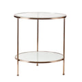 HomeRoots 26-Inch Gold Glass and Iron Round End Table with Shelf - Dimensions: 24.25 x 24.25 x 26.25 Inches