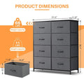 8-Drawer Tall Fabric Dresser for Bedroom - Stylish Closet Organizer Tower with Wooden Top and Metal Frame