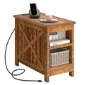 Moasis Charging End Table with Storage - Side Table Featuring 2 Power Outlets & 2 USB Ports for Living Room