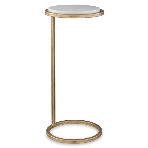 Copper Grove Vintage Gold Iron and White Marble Accent Table