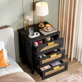 20-Inch Green Wooden Nightstand with 3 Drawers - Bedside Storage Cabinet for Bedroom