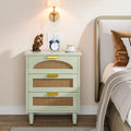 20-Inch Green Wooden Nightstand with 3 Drawers - Bedside Storage Cabinet for Bedroom