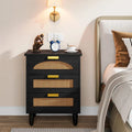 20-Inch Green Wooden Nightstand with 3 Drawers - Bedside Storage Cabinet for Bedroom