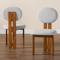 Kacela Contemporary Japandi Boucle Upholstered Wood Dining Chair Set - 2 Pieces