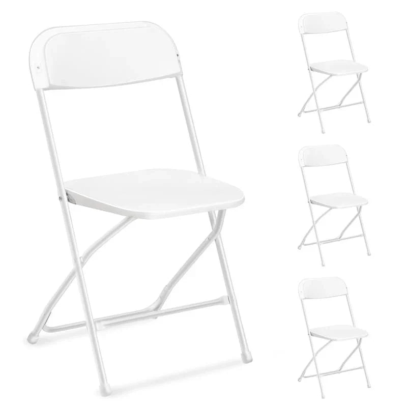 Set of 4 Portable Stackable Plastic Folding Chairs with Steel Frame for Indoor and Outdoor Events