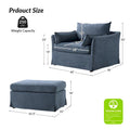 Sophie Contemporary Oversized Slipcovered Armchair and Ottoman with Lockable Rear Wheels