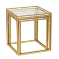 Set of 2 Antique Gold Nested Square Side Tables
