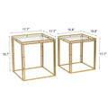 Set of 2 Antique Gold Nested Square Side Tables