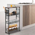 Kleio 4-Tier Wooden Kitchen Cart with Wheels and Baskets - Mobile Utility Storage
