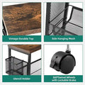 Kleio 4-Tier Wooden Kitchen Cart with Wheels and Baskets - Mobile Utility Storage