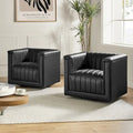 Set of 2 Esteban Modern Leather Swivel Barrel Chairs by HULALA HOME