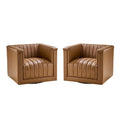 Set of 2 Esteban Modern Leather Swivel Barrel Chairs by HULALA HOME