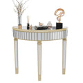 Silver Mirrored Half Moon Console Sofa Table - 35.4 x 31.6 Inches