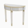 Silver Mirrored Half Moon Console Sofa Table - 35.4 x 31.6 Inches