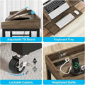 Mobile Height Adjustable Overbed Table with Wheels, Featuring Outlets and USB Ports for Laptops