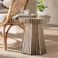 Devika Contemporary Bohemian Two-Tone Bamboo End Table in Natural and Dark Brown