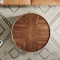 Compact Mid-Century Modern Round Walnut Coffee Table for Small Spaces and Apartments