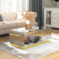 Rectangular Mirrored Coffee Table with Golden Crackle Finish
