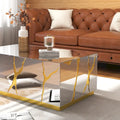 Rectangular Mirrored Coffee Table with Golden Crackle Finish