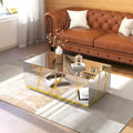 Rectangular Mirrored Coffee Table with Golden Crackle Finish
