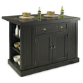 Nantucket Black Wood Kitchen Island with Granite Inlay