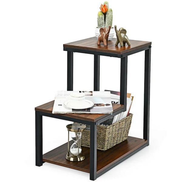 Costway 3-Tier Side Table with Storage Shelf - Versatile Nightstand