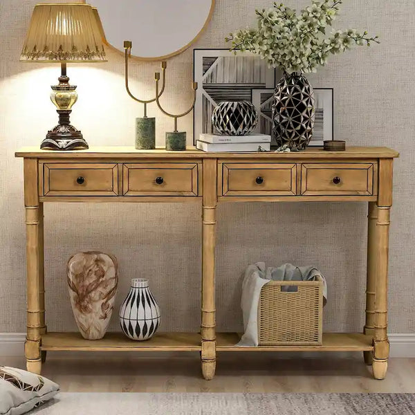 Farmhouse Style Entryway Console Table with Dual Storage Drawers