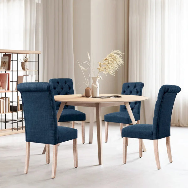 CHUN YI Modern Linen Parsons Dining Chairs - Set of 2 with Button Detail