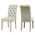 CHUN YI Modern Linen Parsons Dining Chairs - Set of 2 with Button Detail