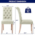 CHUN YI Modern Linen Parsons Dining Chairs - Set of 2 with Button Detail
