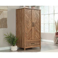 Rustic Farmhouse Herringbone Wardrobe Armoire with 1 Drawer and Garment Rod - Dimensions: 22.5" L x 32.3" W x 59.3" H