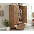 Rustic Farmhouse Herringbone Wardrobe Armoire with 1 Drawer and Garment Rod - Dimensions: 22.5" L x 32.3" W x 59.3" H