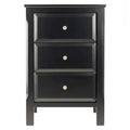 Elegant Black Wooden Nightstand with 3 Generous Storage Drawers - Dimensions: 15.75L x 15.75W x 23.63H