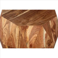 Handcrafted 21.5-Inch Octagonal Mango Wood Side Table with Faceted Design - Natural Brown Finish (16L x 16W x 21.5H)
