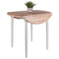 30-Inch Beige and White Round Drop Leaf Table