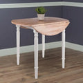 30-Inch Beige and White Round Drop Leaf Table