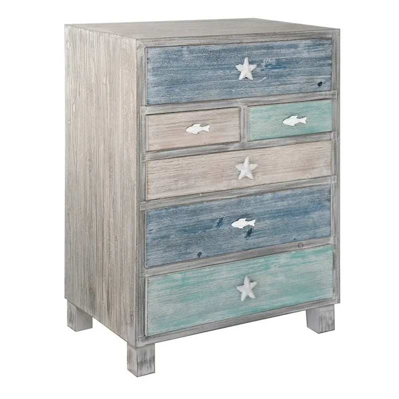 Multi-Color Driftwood Nautical 6-Drawer Chest from Key West
