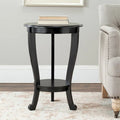 Round Pedestal Side Table with Curved Legs and Lower Shelf