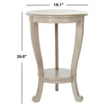 Round Pedestal Side Table with Curved Legs and Lower Shelf