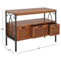 SAFAVIEH Tamuita Antique Pewter Console Table with Dark Walnut Finish - Dimensions: 36 x 13.8 x 24.8 inches