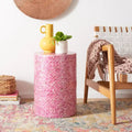 SAFAVIEH Rilla Dark Pink Round Accent Table - Dimensions: 13.8" W x 13.8" L x 19.7" H