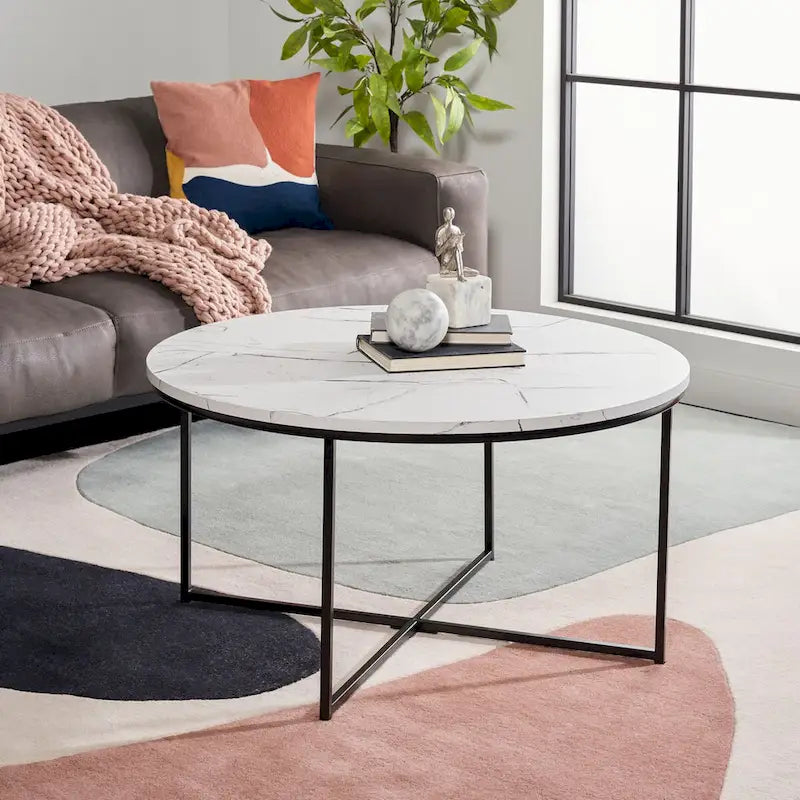 SAFAVIEH Alverda Marble Coffee Table - Dimensions: 35" W x 35" D x 19" H