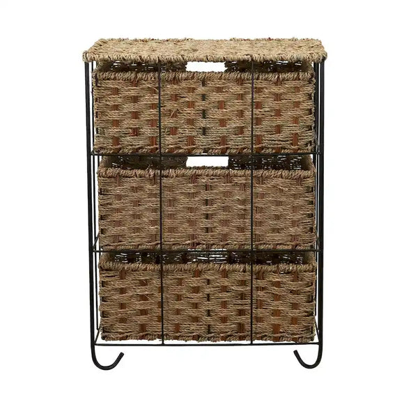 Handcrafted Seagrass 3-Drawer Wicker Storage Unit for Home Essentials